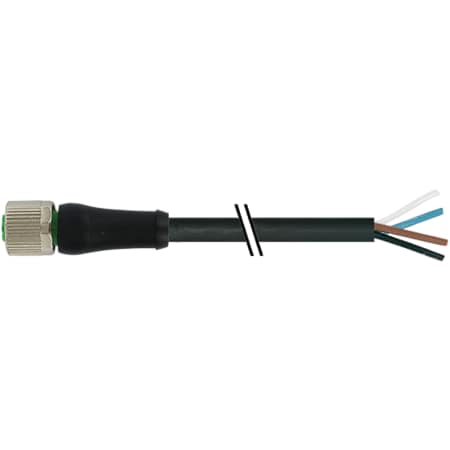 Murrelektronik M12 Power T-coded female 0 Degree with cable, PUR 4x1.5 bk UL/CSA+drag chain 1m 7000-P7221-P070100